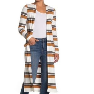Socialite striped long length duster cardigan